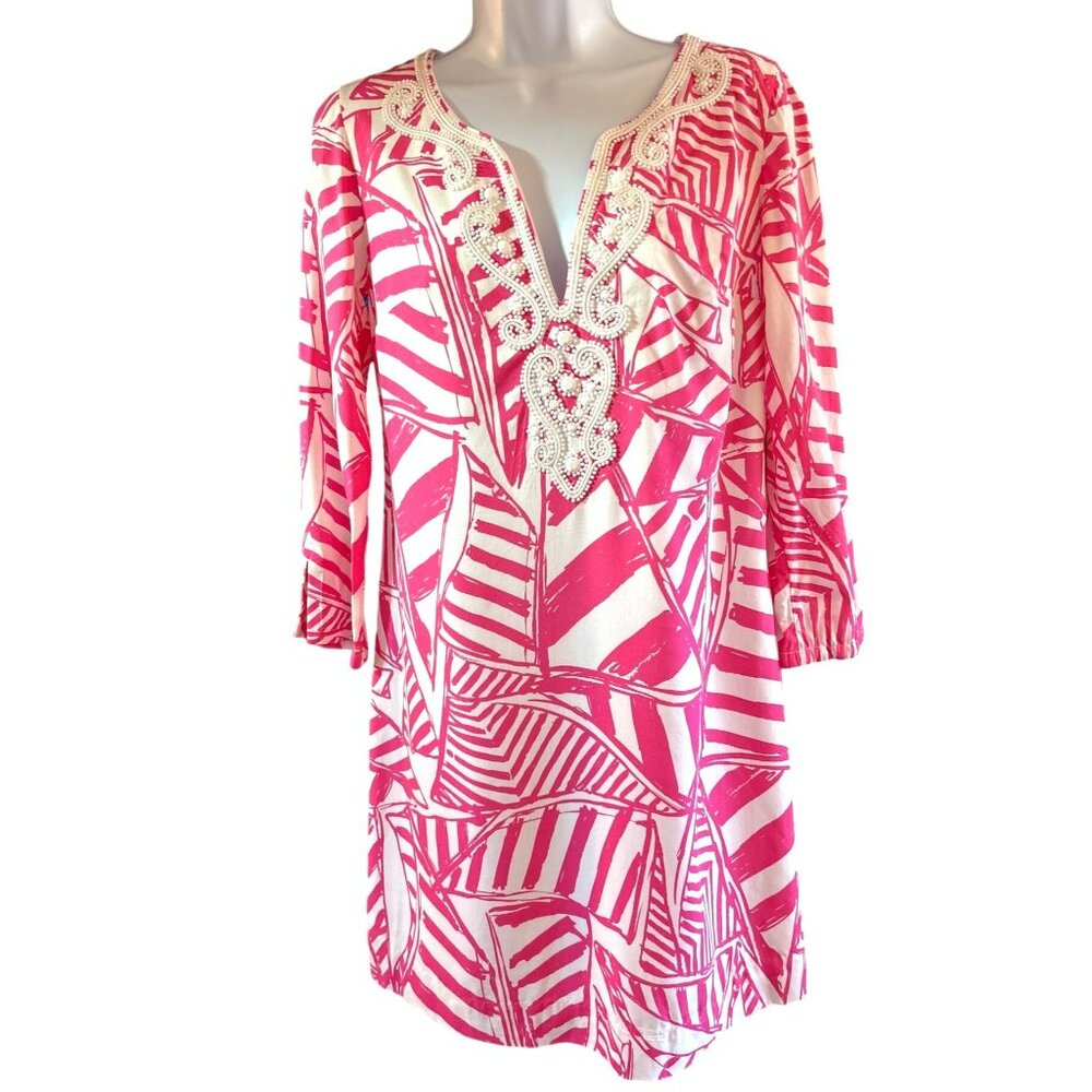 Lilly Pulitzer Women's Capri Pink Julianna Dress Size XS Preppy Resort Bejeweled